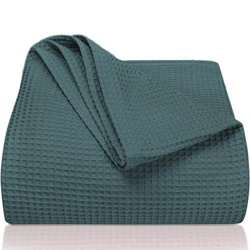 LAYNENBURG Premium Sommerdecke 150 x 200 cm - Waffelpique 100% Baumwolle - Creme OEKO-TEX STANDARD 100
