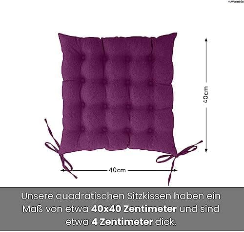 Wometo Sitzkissen Stuhl - dunkelgrau Oeko-TEX Sitzpolster mit Bändern für Indoor und Outdoor OEKO-TEX STANDARD 100  
Wom