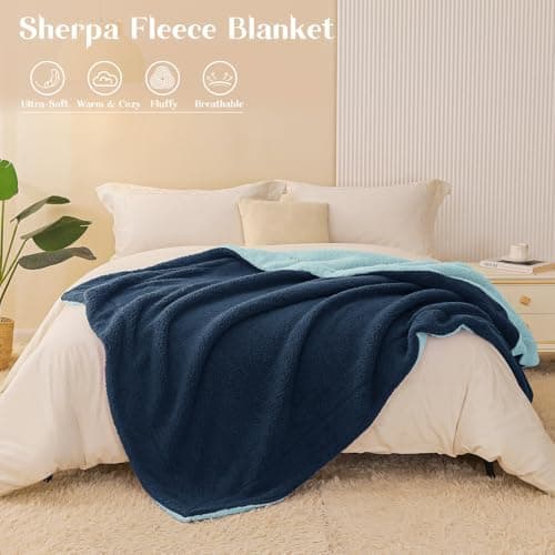 Exclusivo Mezcla Decke, Warme Kuscheldecke für Bett und Sofa, Tiefviolett/Lila 130x150 cm