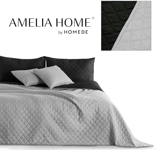DecoKing Tagesdecke 260 x 280 Steel Silver Grey Dimgray Zweiseitig Pflegeleicht Axel