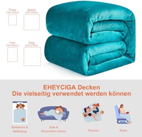 EHEYCIGA Flauschig weiche Kuscheldecke Grau 130x165 für Wohnzimmer und Sofa OEKO-TEX
| EHEYCIGA weiche warme Fleecedeck