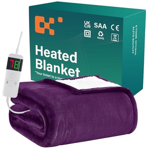 BOMOVA Heizdecke Grau, 130x180cm, Warme Kuscheldecke mit Abschaltautomatik & Timertechnologie für Women & Wohnzimmer, We