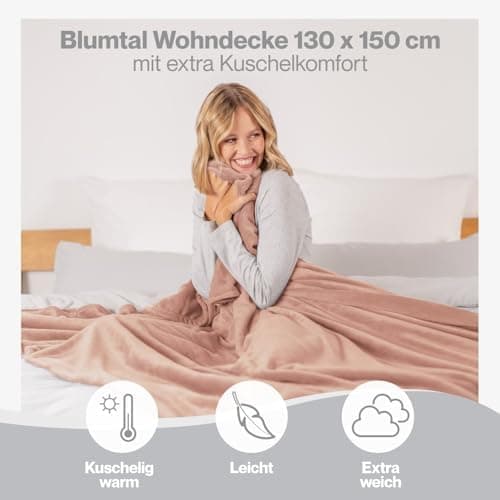 Blumtal wohndecke Anthrazit - flauschig - Oeko-TEX zertifiziert - 130x150 cm - Couch & Wohnzimmernutzung - Fliesdecke -