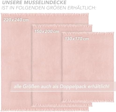 Oeko-Tex zertifizierte Musselin Tagesdecke 220x240cm Hellblau | Couch- & Sofadecke XXL | Baumwolle Qualität