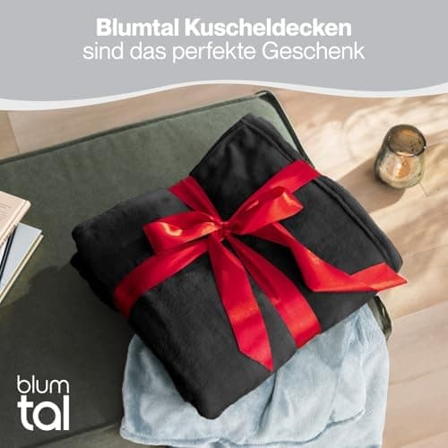 Blumtal wohndecke Anthrazit - flauschig - Oeko-TEX zertifiziert - 130x150 cm - Couch & Wohnzimmernutzung - Fliesdecke -