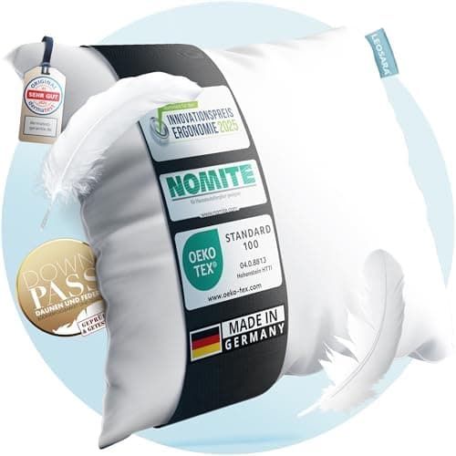 Kopfkissen Federkissen mit 100% Federfüllung – Atemaktiv – 80x80 cm – Optimale Stützkraft für erholsamen Schlaf (2er Set