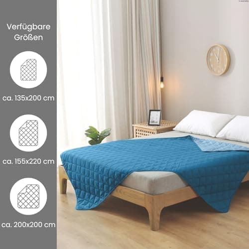 Wometo Microfaser Sommer Steppbett OekoTex - grün und hellgrün Kochfest -ideal für Camping und heiße Tage - 200x200 - oh