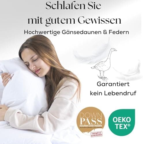 2'er Set Kopfkissen für bestem Schlafkomfort - Federkissen 80x80 cm mit Daunen & Federn - Weich und bequem zum Schlafen