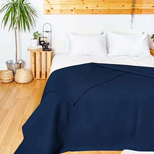 LAYNENBURG Premium Sommerdecke 150 x 200 cm - Waffelpique 100% Baumwolle - Creme OEKO-TEX STANDARD 100