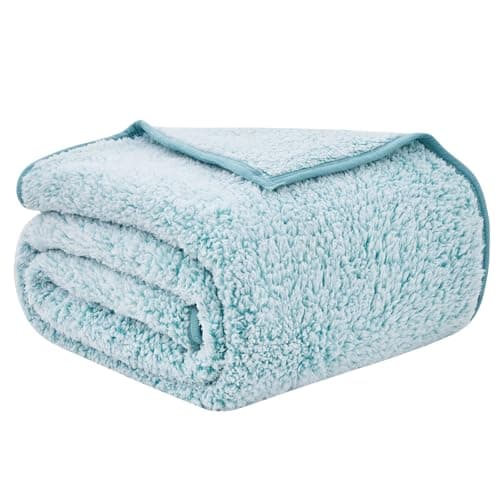 EMME Flauschige Sherpa Kuscheldecke Oeko-Tex 150x200 cm, perfekt für Winterspazieren und Relaxen - doppelseitig weich, l