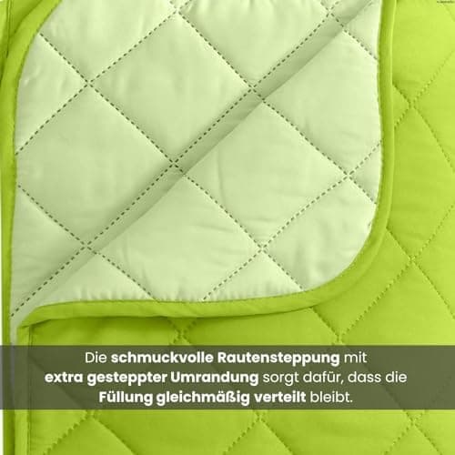 Wometo Microfaser Sommer Steppbett OekoTex - grün und hellgrün Kochfest -ideal für Camping und heiße Tage - 200x200 - oh