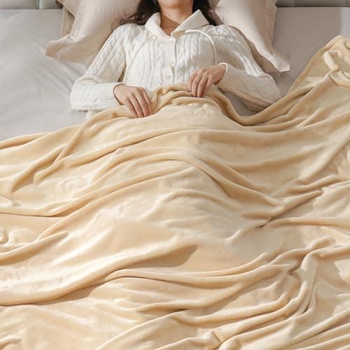 Oeko-Tex Weich Warm Kuscheldecke PHF Flauschig Fleecedecke 130x150cm - Beige, Couch, Sofa & Bett Überwurf