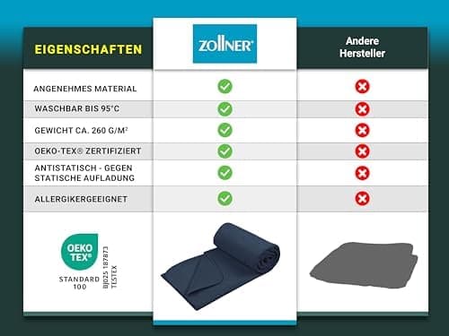 ZOLLNER Kuscheldecke in 130x170 cm - kuschelige und langlebige Fleecedecke - antistatisch und Oeko Tex® Zertifiziert