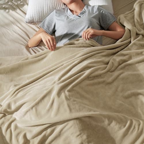 Oeko-Tex Weich Warm Kuscheldecke PHF Flauschig Fleecedecke 130x150cm - Beige, Couch, Sofa & Bett Überwurf