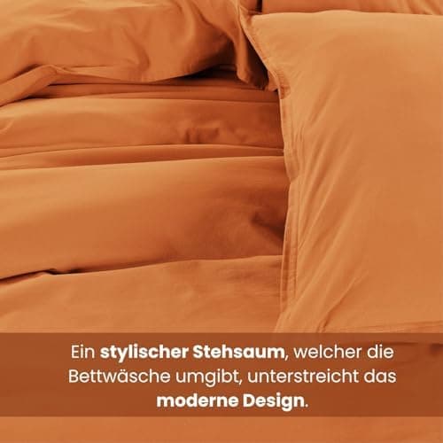 Wometo Bettwäsche Renforce Stone-Washed - Curry Gelb 100% Baumwolle OEKO-TEX Weich Modern Used-Look Leinen-Optik OEKO-TE