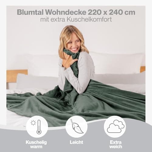 Blumtal wohndecke Anthrazit - flauschig - Oeko-TEX zertifiziert - 130x150 cm - Couch & Wohnzimmernutzung - Fliesdecke -
