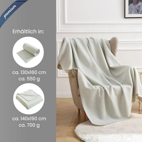 Wometo Premium Fleecedecke - weiß meliert (Bi-Color)Anti-Pilling 140x190 cm OEKO-TEX