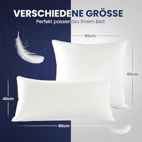 DEITAS flauschige Daunenkissen 40x80 2er Set - weiche & atmungsaktiv für Allergiker und Kinder, perfekt für das Bett 112