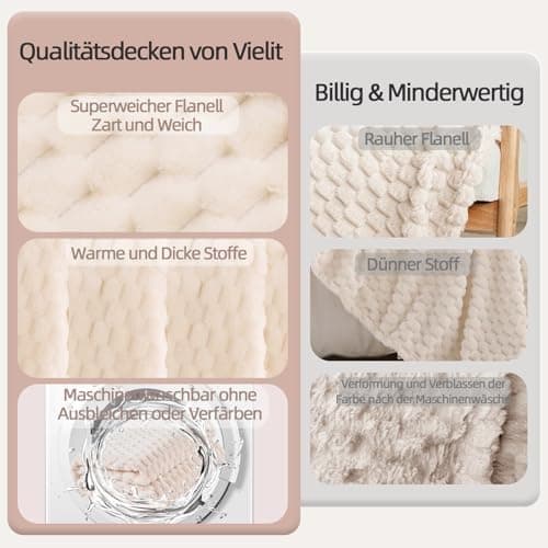 Vielit Ultraweiche Kuscheldecke Flauschig Rot – Warme & Gemütliche Couch & Sofadecke, Atmungsaktiv & Pflegeleicht, OEKO-
