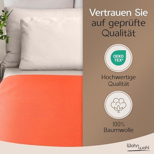 Tagesdecke Grau 100% Baumwolle Pflegeleicht Sommerdecke