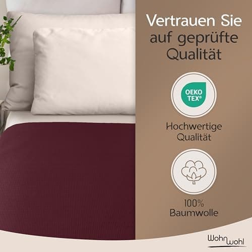 Tagesdecke Grau 100% Baumwolle Pflegeleicht Sommerdecke