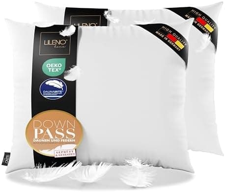 Lilenno Home 3-Kammer Daunenkissen 40x80 - Allergiker geeignet - langlebiges Kopfkissen mit Daunen- und Federn-Füllung
