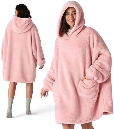 BEDSURE Hoodie Decke mit Ärmeln - Warme Kuschelpullover für Frauen - Tragbare Erwachsenendekke Grau OEKO-TEX 95x85 cm