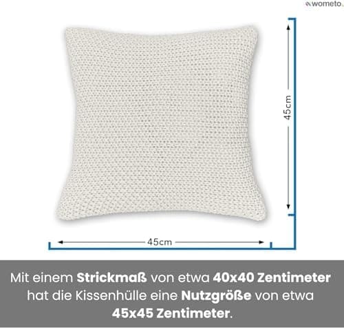 Wometo Oeko-TEX Sofakissenbezug Strick 45x45 türkis Petrol Reißverschluss warme weiche Kissenhülle OEKO-TEX STANDARD 100