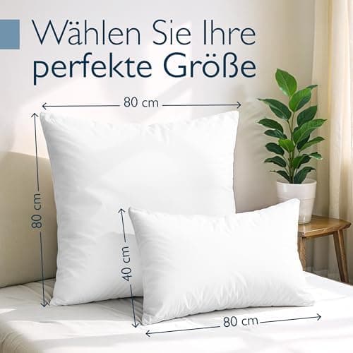 Beautissu 2er Daunenkissen-Set 80x80cm – Waschbar & Made in Germany – Oeko-Tex Zertifiziert – Kopfkissen 80x80cm