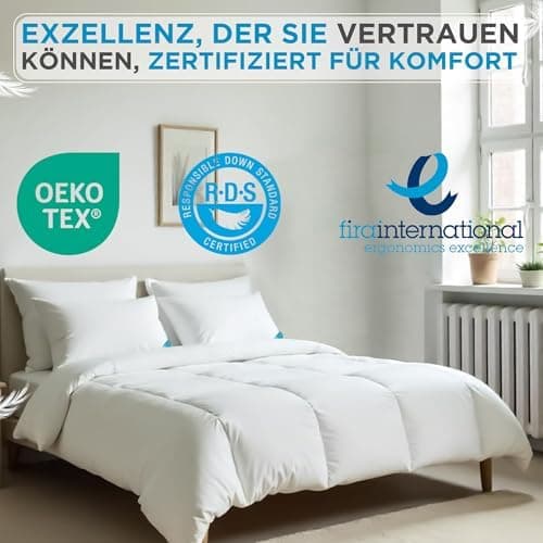 Federnkissen 40x80 2er Set 850g | Öko-Tex Zertifiziert - 100% natürliche Federfüllung, Baumwollbezug OEKO-TEX