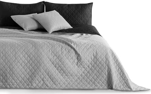 DecoKing Tagesdecke 260 x 280 Steel Silver Grey Dimgray Zweiseitig Pflegeleicht Axel