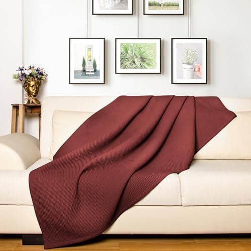 LAYNENBURG Premium Sommerdecke 150 x 200 cm - Waffelpique 100% Baumwolle - Creme OEKO-TEX STANDARD 100