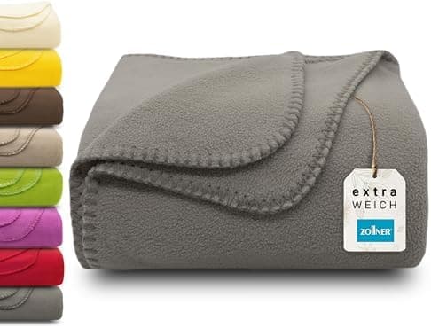 ZOLLNER Kuscheldecke in Taupe - weiche Couchdecke 130x170 cm - waschbar bis 95°C - Hotelqualität - Oeko Tex® Zertifizier
