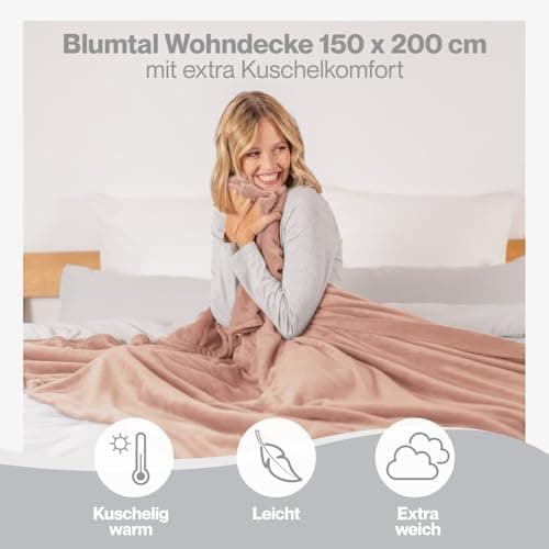 Blumtal wohndecke Anthrazit - flauschig - Oeko-TEX zertifiziert - 130x150 cm - Couch & Wohnzimmernutzung - Fliesdecke -
