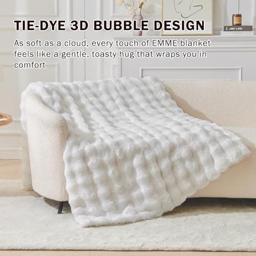 EMME Flauschige Wohndecke für Couch Kaninchen Plüsch Fleecedeckemercialwohndecke-sofa-decke-bubble-decke-wohndecke-flaus