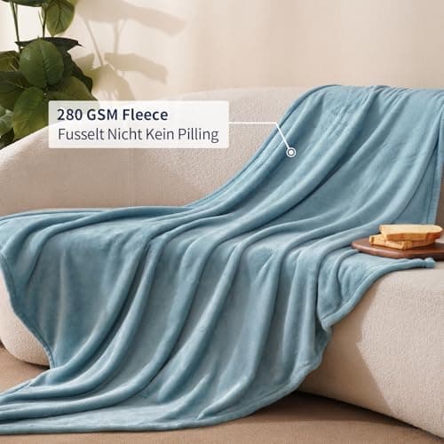 Oeko-Tex Weich Warm Kuscheldecke PHF Flauschig Fleecedecke 130x150cm - Beige, Couch, Sofa & Bett Überwurf
