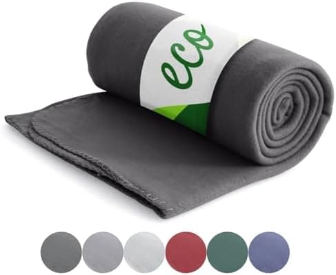 Wometo Eco Fleecedecke 100% recyceltes Material - Dunkelgrau ca. 400 g OEKO-TEX geprüft Anti-Pilling & Kettelrand

Womet