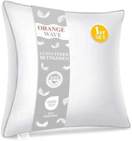 Orange Wave Kopfkissen 50x50cm - RDS und ÖKO-TEX ergonomisches Schlafkissen, doppelte Kombination aus Weichheit und Stüt