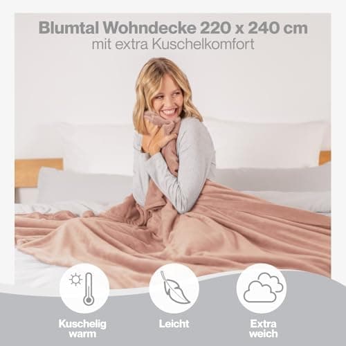 Blumtal wohndecke Anthrazit - flauschig - Oeko-TEX zertifiziert - 130x150 cm - Couch & Wohnzimmernutzung - Fliesdecke -