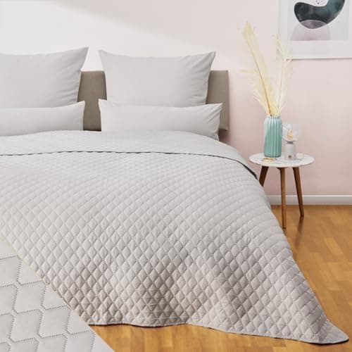 Blumtal Oeko-TEX zertifizierter Tagesdecke - Waschbar - Beige - 170x210 cm - Sofaüberwurf - Tagesdecke für Couch und Bet