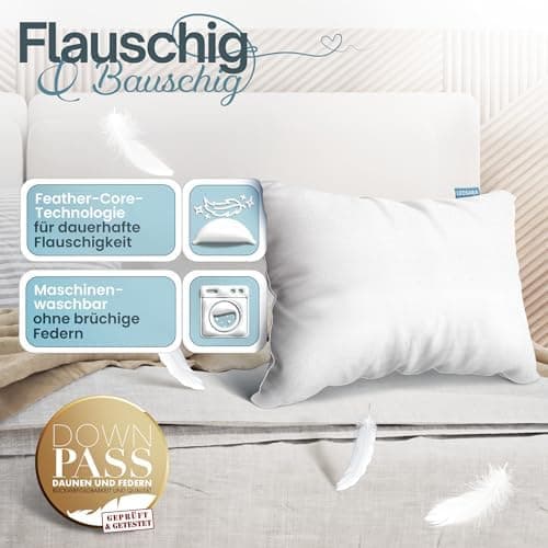 3-Kammer Daunenkissen 80x80 - Atmungsaktiv für Allergiker - OEKO-TEX STANDARD 100

3-Kammer Daunenkissen 80x80 - Kopfkis