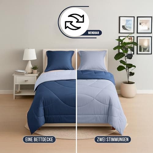 Oeko-TEX Zertifiziert_sleep komfortabel 4-jahreszeiten Bettdecke 135x200 Washbar Baumwolle & Mikrofaser Atmungsaktiv + K