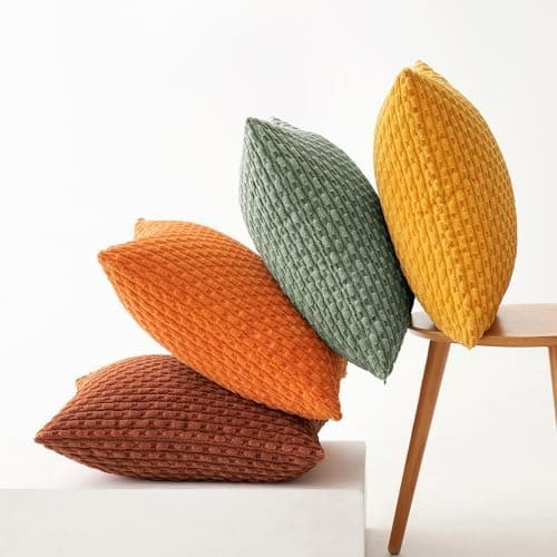 MIULEE 4er Set Dekorative Kissenhülle Wohnzimmer Schlafzimmer Orange Grün