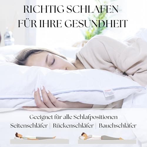 2'er Set Kopfkissen für bestem Schlafkomfort - Federkissen 80x80 cm mit Daunen & Federn - Weich und bequem zum Schlafen