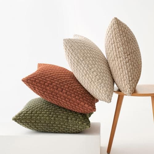 MIULEE 4er Set Dekorative Kissenhülle Wohnzimmer Schlafzimmer Orange Grün