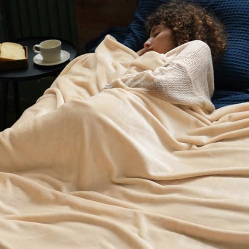 Oeko-Tex Weich Warm Kuscheldecke PHF Flauschig Fleecedecke 130x150cm - Beige, Couch, Sofa & Bett Überwurf