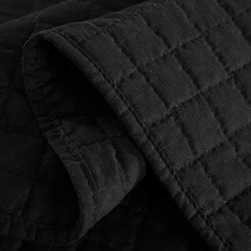 WOLTU Tagesdecke Steppdecke Doppelbett Dunkelgrau-Crème 170x210 cm 360GSM Global Recycled Standard Kariert