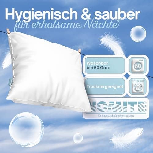 Kopfkissen Federkissen mit 100% Federfüllung – Atemaktiv – 80x80 cm – Optimale Stützkraft für erholsamen Schlaf (2er Set