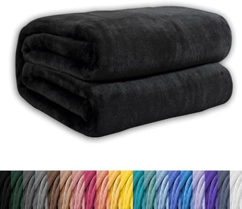 Kuscheldecke Flauschig Fleecedecke für Tiefen Schlaf und Bessere Erholung, Schwarz 130 x 160 cm