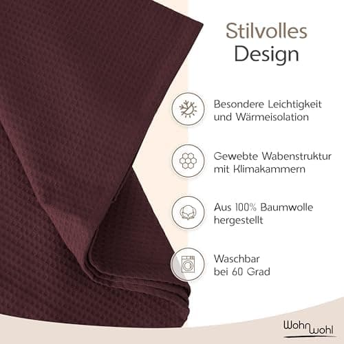 Tagesdecke Grau 100% Baumwolle Pflegeleicht Sommerdecke